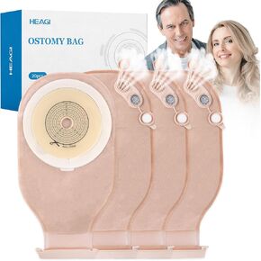 20 PCS Colostomy Bags, 15mm-60mm Ostomy Bag with Exhaust and Deodorising Holes Closure for Ileostomy Stoma Care, One Piece Ostomy Bag, Ostomy Supplies(Including 20 X Aromatherapy Tablets)