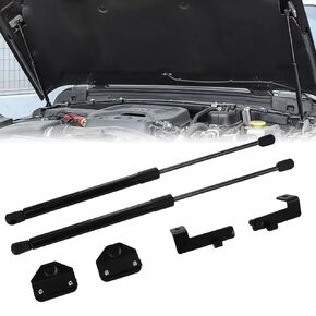 Hood Struts Stainless Steel Bolt-in System Compatible with Wrangler JL 2018-2024 &Gladiator JT 2020-2024 Front Engine Hood Shocks Lift Support (All Black Components Struts)