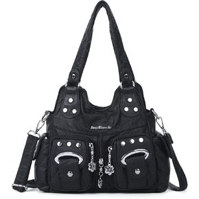 Angel Kiss Purses for Women Small Hobo Crossbody Bags Multi-Pocket Vegan Leather Hobo Handbags Tote Bag with Crossbody Strap