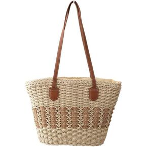Women’s Tote Bag Straw Beach Shoulder Handbag Fashion Purse 2025 Summer Vacation Travel Woven Top Handle Bag