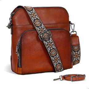 أكياس Iswee Leathy Crossbody للنساء متعددة الجيوب حقيبة الكتف متوسطة الكتف محفظة سفر وظيفية