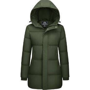 MAGCOMSEN Women's Winter Down Puffer Coats with Hood Long Water-Resistant Padded Warm Jackets Fashion Outerwear