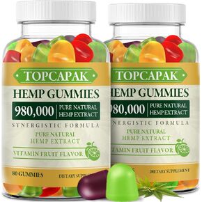 (2 Pack) Hemp Gummies High Potency for Sleep, Pain, Anxiety - Advanced Extra Strength Supplement with Pure Hemp Oil Extract - Best Hemp Gummy for Adults