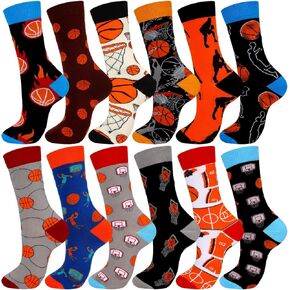 12 Pairs of Soccer Baseball Hockey Basketball Softball Socks Novelty Sports Socks Gifts (Medium,Basketball)
