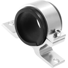 Motoforti Car Oil Fuel Gas Pump Mounting Bracket 46mm Single Clamp Cradle Aluminum Alloy Silver Tone Long-Lasting