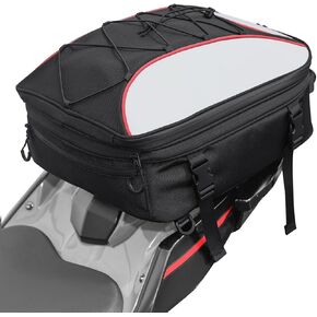 22L-34L Motorcycles Tail Bag,Reflective Backpack 600D RPET Fabric Motorcycle Bags Back Seat Luggage Bags with Rain Cover,Motorcycle Helmet Bags Backpack Storage for Motorcycles Weekender Travel