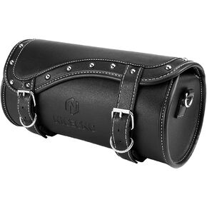 حقيبة شوكة الدراجات النارية Nicecnc - حقيبة أدوات Universal Leather Leather مع الأشرطة المقواة ، مقاومة للماء ، أسود