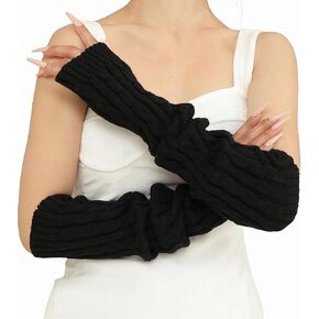 CHIC DIARY Arm Warmers Long Fingerless Gloves for Woemn Knit Mitten Y2K Wrist Warmer with Thumb Hole For Winte