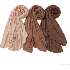 مجموعة Noor Premium Jersey Hijab-3 عبوات ناعمة وتنفس الوشاح