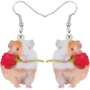 Doway Acrylic Red Rose Hamster أقراط Dangle Dorp Pet Gifts accessories (Beige)