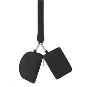 Wristlet Keychain Wallet للنساء ، Zip Mini Mini المحمولة حول Wristlet Keychain Wallet Coin Coin Pocket للأنشطة الرياضية والخارجية (أسود)