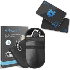 Ticonn RFID CORTING CARDS-2 Pack+Faraday Bag لـ KEY FOB (2 Pack ، PU)