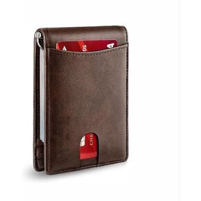 Leather Wallet Card Holder, Business Credit Card Holders for Men, RFID Blocking Pocket Wallets Slim (Black Texture)