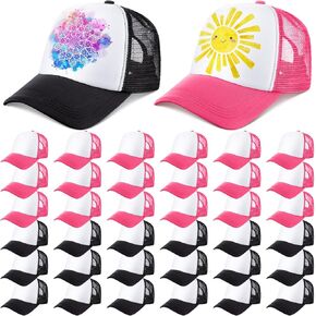 Xtinmee 36 Pcs Unisex Sublimation Hats Blank Trucker Hats Adjustable Baseball Caps for Men Women Outdoor DIY