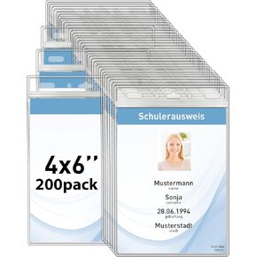 Vertical ID Badge Holders with Soft Edge (Sealable Fits 4x6 Inch Insert) (100 Pack), Waterproof Passport ID Card Holder, Name Tag Holder, Name Badge Holders, Zipper Plastic Badge Holder in Saudi Arabia