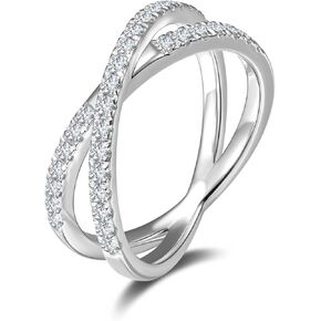 Agvana 0.42 CT. TW. مختبر الماس الماسي للسيدات الخلود خاتم الفرقة المتقاطع في الجنيه الاسترليني