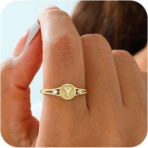 kyerlyn رسالة قابلة للتعديل حلقات الذهب للنساء غير تشويه chanky chunky chunky 14k مطلي بالذهب مكدس الزركونيا cubic حلقة عصرية بيان الوعد نطاقات الزفاف