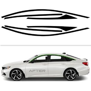 Side Window Chrome Delete Vinyl Wrap Overlay fit for 2018 2019 2020 2021 2022 Honda Accord with Blackout Film Gloss Black Kits Accessories