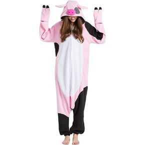 DarkCom Piebald pig Onesie Halloween Costume One Piece Unisex Adult Pajamas Women Men Sleepwear Christmas Pajamas