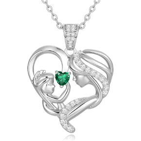 هدايا يوم الأم لزوجة أمي جدتها ، S925 Sterling Silver Birthstone Netlaces المجوهرات للنساء ، قلادة قلادة قلب عيد الميلاد لعيد الميلاد لعيد ميلاد الذكرى السنوية