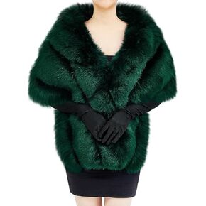 Zhanmai 2 Pcs Winter Long Shawl Cloak Stretchy Glove Opera Bridal Dance Gloves for Women Dress Party Coat in Kuwait