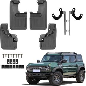 Mud Flaps Splash Guards for Ford Bronco Accessories 2021 2022 2023 2024 | No Drilling Required Bendable Mud Guards | Front & Rear 4-Piece Set Car Accessories