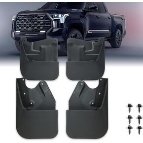 اللوحات الطينية دفقة حراس Mudflaps Mudflaps متوافق مع 2022-2025 Toyota Tundra ، الأمامية والخلفية (سائق وجانب الراكب) ، مجموعة من 4