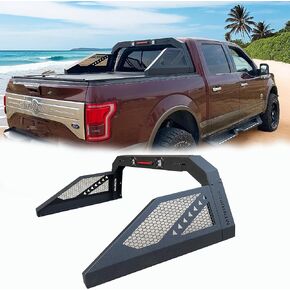 Military Design Pickup Roll Bar Compatible with Ford F150 Raptor Jeep Gladiator Chevy RAM Toyota Trucks | Heavy-Duty Overland & Offroad 4x4 | Adjustable Width (Steel 909211B)
