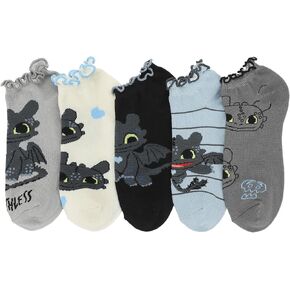 Bioworld How To Train Your Dragon Toothless Character Art Women's 5-Pair Ankle Socks