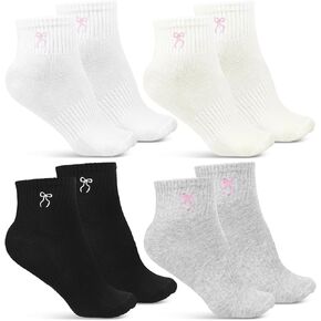 8 Pairs Bow Socks Women Coquette Crew Cotton Socks with Embroidered Bow for Ladies Bridesmaid Birthday Party Gifts