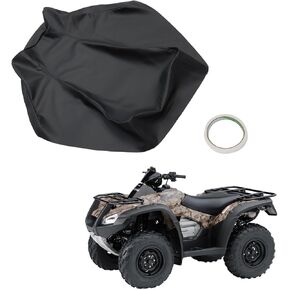 Seat Cover Compatible with Foreman 500 Rubicon 500 2005-2011 Black Synthetic Leather
