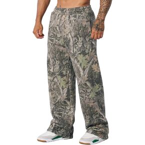 Mens Baggy Camo Graphic Print Sweatpants Workout Athletic Joggers Pants for Men Wide Leg Hunting Sweat Pant