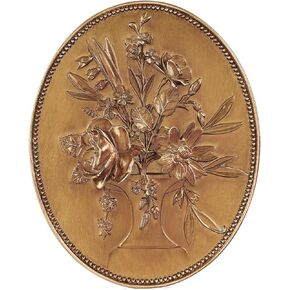 SIKOO Vintage Wall Sculptures Gold Flower Wall Art Hand Painted Ornate Wall Hanging Decoration Antique Pediment Wall Statue Ornament Decor Gallery for Kitchen Bedroom Living Room,Gold