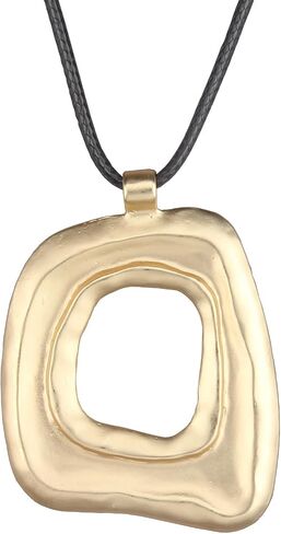 Long Boho Necklaces for Women Vintage Leather Wooden Pendant Y Choker Ethnic Style Gold Circle Hippie Sweater Necklace in Saudi Arabia