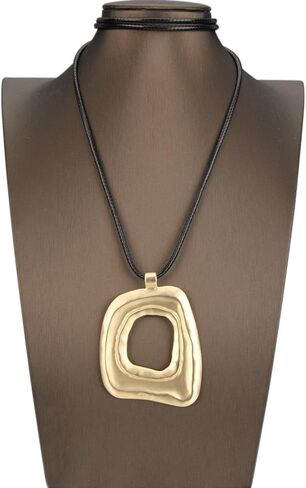 Long Boho Necklaces for Women Vintage Leather Wooden Pendant Y Choker Ethnic Style Gold Circle Hippie Sweater Necklace in Saudi Arabia
