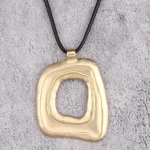 Long Boho Necklaces for Women Vintage Leather Wooden Pendant Y Choker Ethnic Style Gold Circle Hippie Sweater Necklace in Saudi Arabia