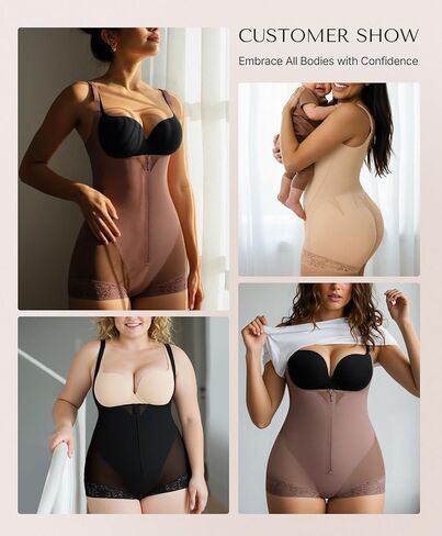 ملابس Shapellx للنساء Fajas Colombianas السيطرة على الجسم المشكل المفتوح bodysuit مع إغلاق خطاف السوستة in Saudi Arabia
