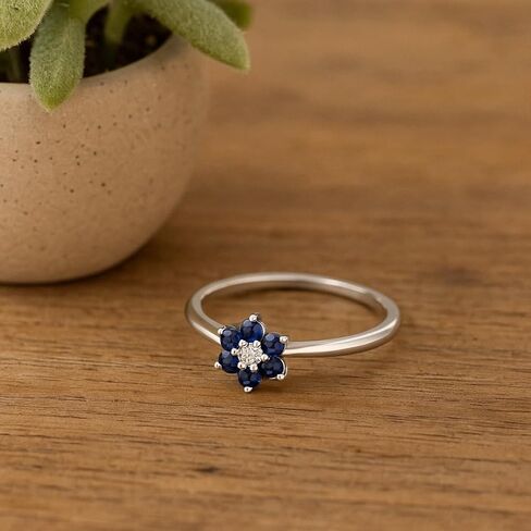 Blue Sapphire Wedding Band Wedding Rings for Women 925 Sterling Silver Rings with 18K White Gold Plated Stackable Engagement Ring Anniversary Band | Graduation Gift in Saudi Arabia