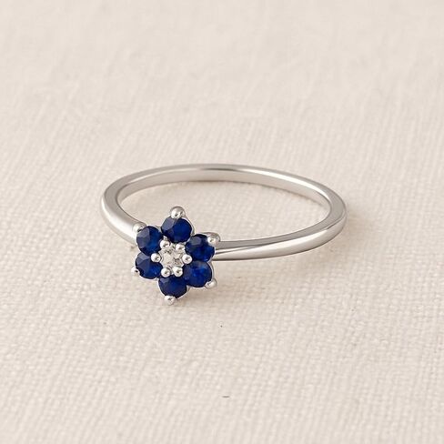 Blue Sapphire Wedding Band Wedding Rings for Women 925 Sterling Silver Rings with 18K White Gold Plated Stackable Engagement Ring Anniversary Band | Graduation Gift in Saudi Arabia