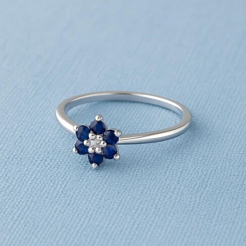 Blue Sapphire Wedding Band Wedding Rings for Women 925 Sterling Silver Rings with 18K White Gold Plated Stackable Engagement Ring Anniversary Band | Graduation Gift in Saudi Arabia