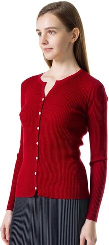 Women's 100% Merino Wool Cardigan Sweater Lightweight Button Down V Neck Long Sleeve Casual Fit Knit Dressy Classy in Saudi Arabia