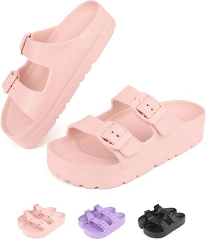 Kids Slides Sandals Adjustable Buckle Boys Girls Slides for Beach in Saudi Arabia