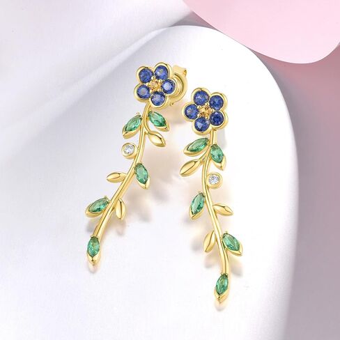 Santuzza 925 Sterling Silver Orchid Earrings Green Spinel Leaf Stud Earrings For Women in Saudi Arabia