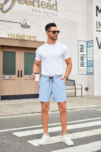 COOFANDY Men's Casual Shorts Waffle Elastic Waist Drawstring Shorts Lightweight Summer Beach Shorts in Saudi Arabia