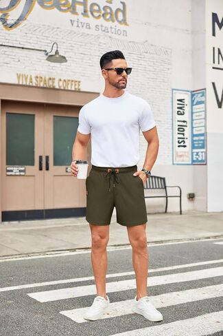 COOFANDY Men's Casual Shorts Waffle Elastic Waist Drawstring Shorts Lightweight Summer Beach Shorts in Saudi Arabia