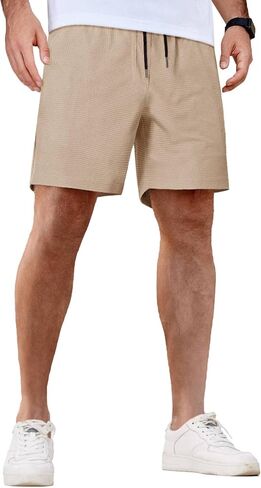 COOFANDY Men's Casual Shorts Waffle Elastic Waist Drawstring Shorts Lightweight Summer Beach Shorts in Saudi Arabia