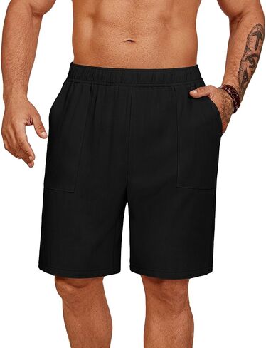 رايبر 2 حزمة شورتات الكتان الكبيرة والطويلة ، شورتات غير رسمية مع الجيوب شورت شاطئ الصيف على الجيوب in Kuwait