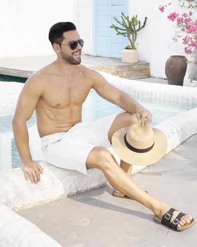 Mens Linen Shorts Casual Elastic Waist Drawstring Lightweight Vacation Summer Beach Shorts with Pockets in Saudi Arabia