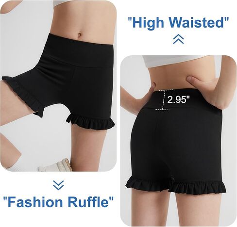 DIPUG Girls Athletic Shorts Ruffle High Waisted Dance Gymnastics Yoga Shorts for Kids，Age 4-13Y in Kuwait