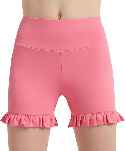 DIPUG Girls Athletic Shorts Ruffle High Waisted Dance Gymnastics Yoga Shorts for Kids，Age 4-13Y in Saudi Arabia